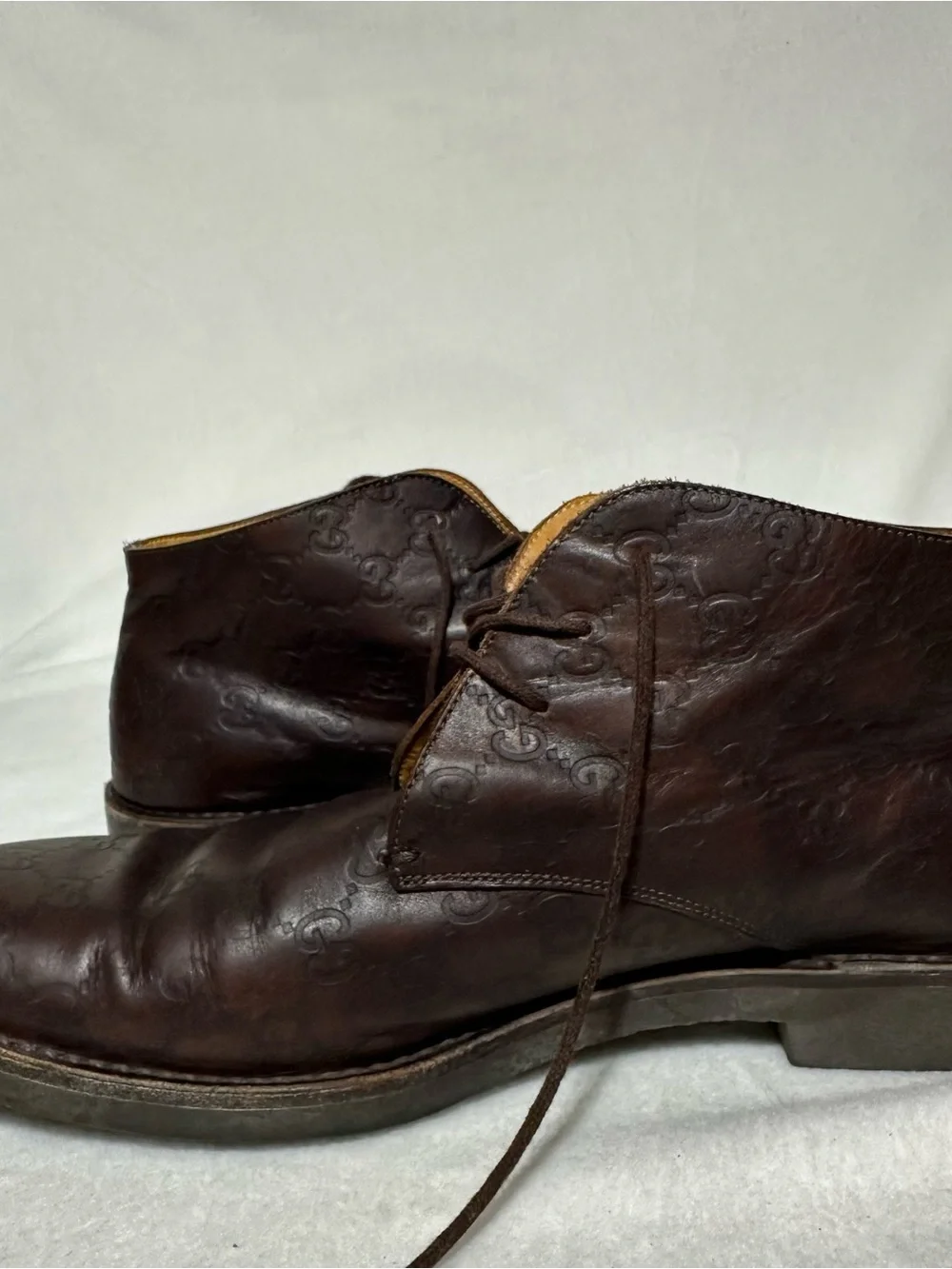 Gucci Men's 12D Brown Leather Desert Boots